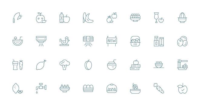 Fresh featuring 32 Icons in Thin Line Design Functional Icon Series vector