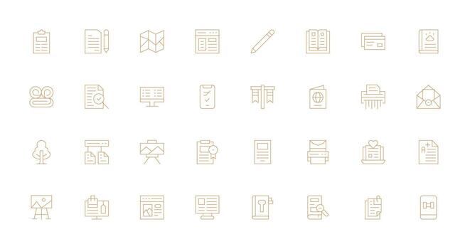 documento diseño íconos presentando 32 en Delgado línea estilo pulcramente diseñado íconos para web plataformas vector