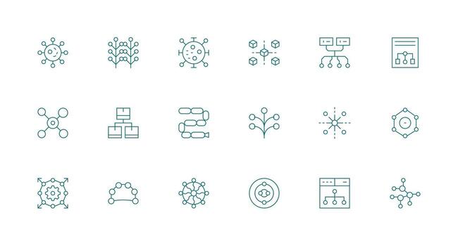 18 mínimo línea diseños para nodos íconos diseño Listo icono conjunto para equipos vector