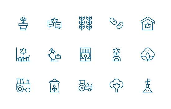 cultivo icono conjunto con 15 regular línea gráficos digital producto íconos para rápido entrega vector