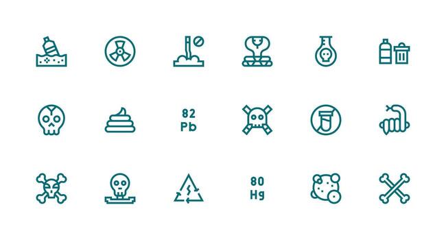 18 Icons for Toxic in Strong Stroke Line Format Basic Icon Series vector
