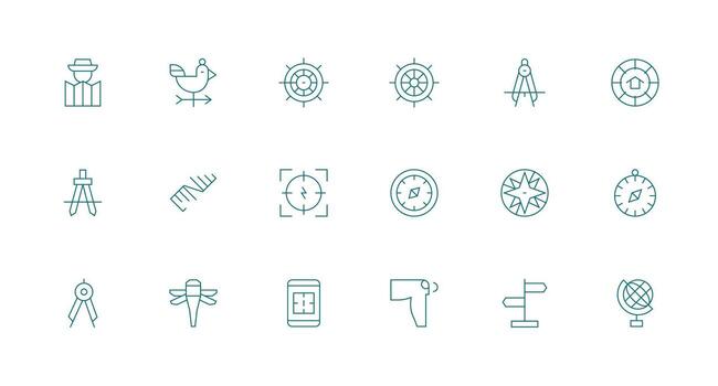 Compass featuring 18 Icons in Minimal Line Design Professional Icon Pack for Development Work vector