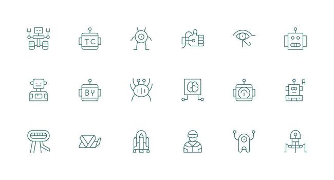 futurista icono conjunto con 18 mínimo línea gráficos reutilizable icono conjunto vector