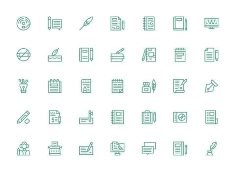 35 regular limpiar línea estilo íconos desde escritura colección lleno icono biblioteca para ui diseñadores vector
