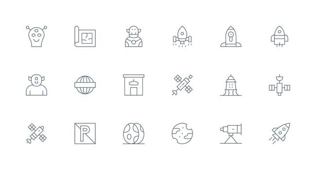 18 Minimal Line Designs for Space Icons Scalable Icons for All Themes vector