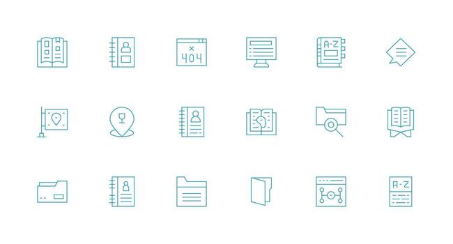 directorio icono conjunto con 18 mínimo línea gráficos ligero icono serie vector