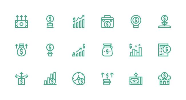 Earnings including 18 Strong Stroke Line Illustrations Minimal Icon Set for Interface Projects vector
