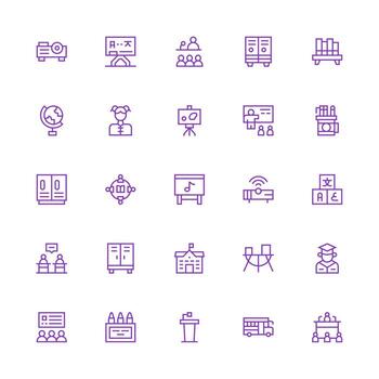 Classroom Icon Set with 25 Medium Stroke Outline Graphics Reliable Icons for All Interfaces vector