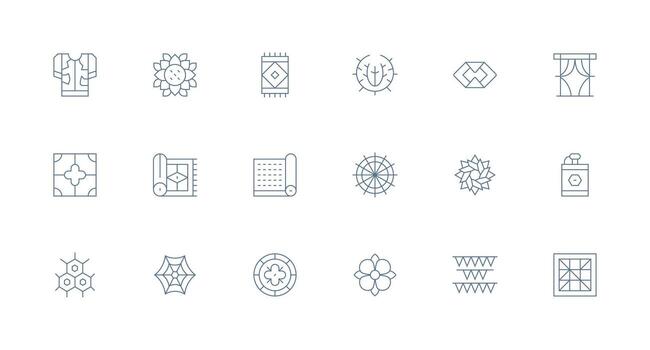 Minimal Line Icons from Patterned Set with 18 Vectors Minimal Icon Set for Interface Projects
