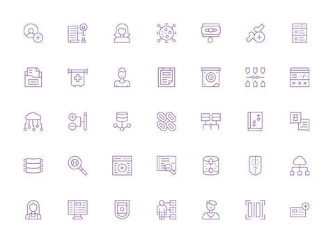 Light Line Style Database Icons with 35 Vectors High-Quality Icon Pack