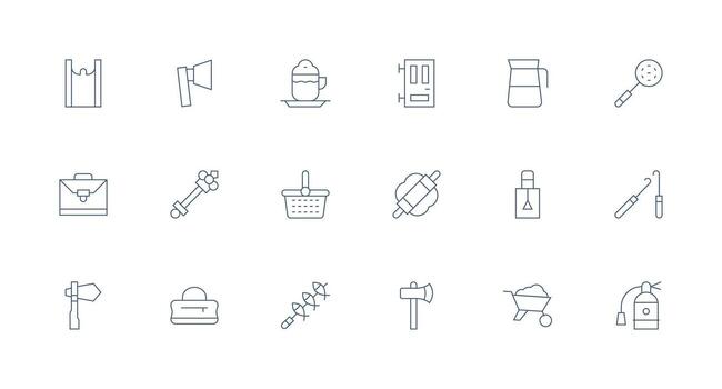 Handle including 18 Minimal Line Illustrations Clear and Concise Icon Set Collection vector