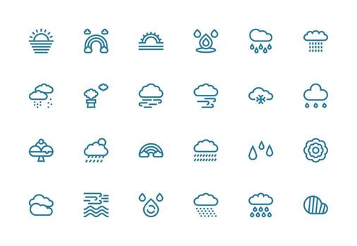 grueso línea línea íconos desde atmósfera conjunto con 24 vectores rápido acceso íconos para ui desarrollo
