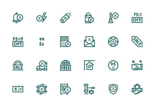 acuerdo visual paquete conteniendo 24 grueso línea línea íconos flexible icono sistema para web interfaces vector