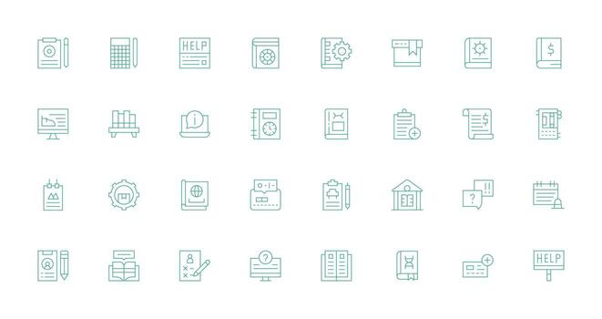 Documentation Visual Pack containing 32 Thin Line Icons Line Icon Collection vector