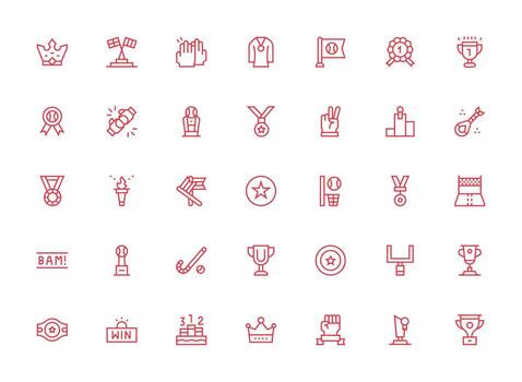 Victory Icon Set with 35 Regular Clean Line Graphics Scalable Icons for All Themes vector