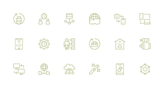 Minimal Line Icons from Synchronization Set with 18 Vectors Web Icon Collection