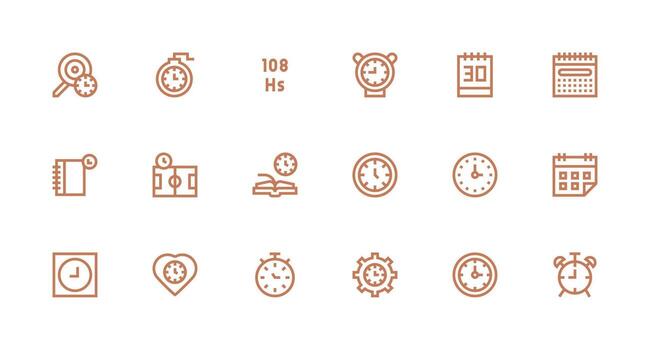 18 Strong Stroke Line Vectors for Deadline Theme Core Icon Collection for Daily Tasks