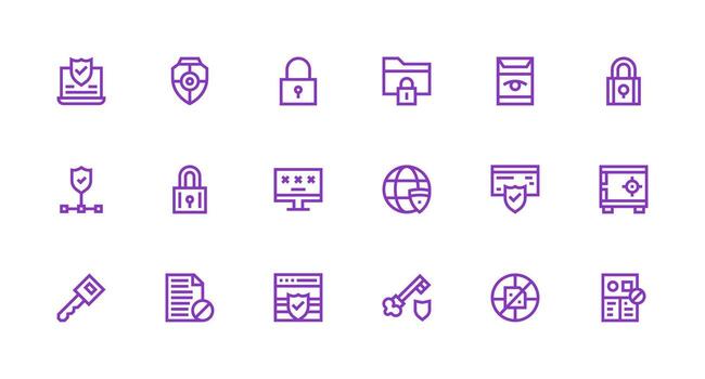 fuerte carrera línea íconos desde datos proteccion conjunto con 18 vectores web icono colección
