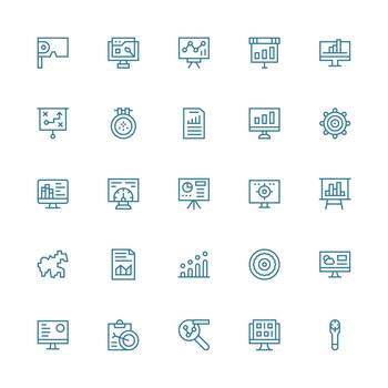 visualización conjunto con 25 medio carrera contorno íconos multi-estilo íconos para creativo proyectos vector