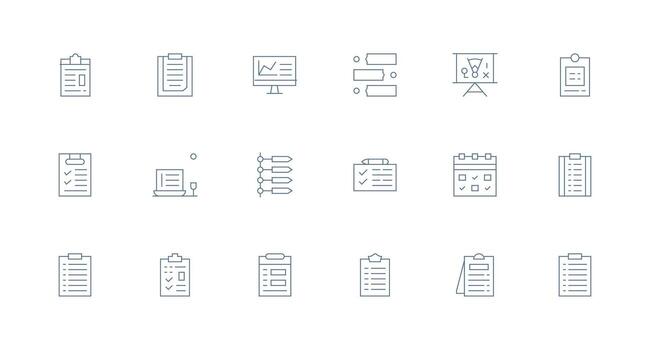 Tasks Design Icons featuring 18 in Minimal Line Style Theme-Based Icon Pack vector