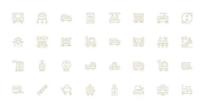 Moviente conjunto con 32 Delgado línea íconos editable icono colección vector