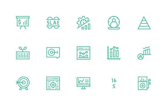 15 Icons for Metrics in Regular Line Format Lightweight Icon Series for Fast Prototypes vector