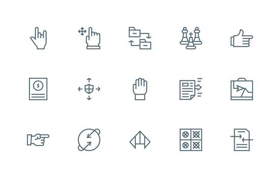 15 íconos para moverse en regular línea formato editable icono colección vector