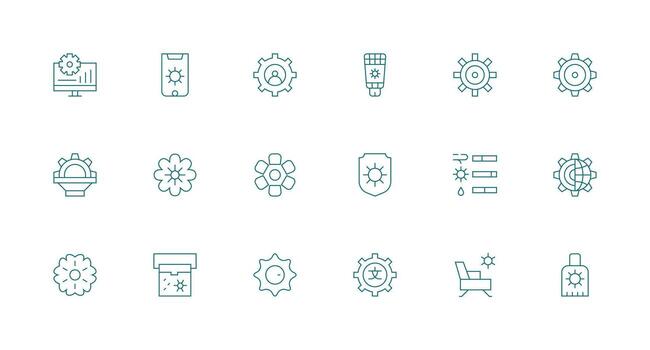 mínimo línea íconos desde configurar conjunto con 18 vectores universal icono paquete