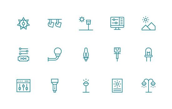Brightness Set with 15 Regular Line Icons Display Icon Pack vector