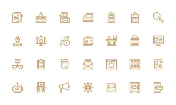 información diseño íconos presentando 28 en negrita línea estilo ui icono conjunto vector