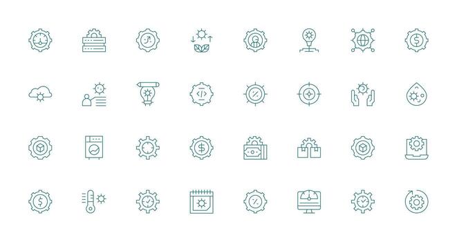 mejoramiento icono colección con 32 Delgado línea diseños multi-estilo icono colección vector