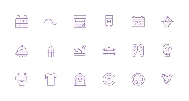 Flat featuring 18 Icons in Minimal Line Design UI and UX Focused Icon Collection vector