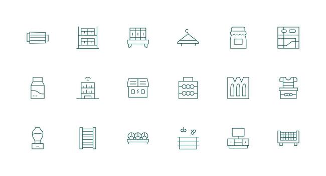 Shelf Set with 18 Minimal Line Icons Simple Icon Pack vector
