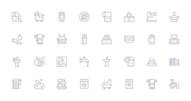 Cleanliness Set with 32 Thin Line Icons Icon Set for Web vector
