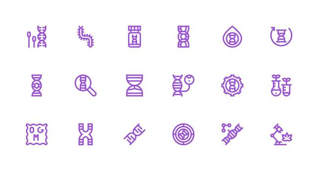 Biotechnology Icon Set with 18 Strong Stroke Line Graphics Display Icon Pack vector