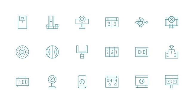 Scoreboard Visual Pack containing 18 Minimal Line Icons Flexible Icon System for Web Interfaces vector
