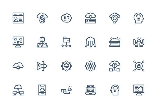 Cloud Computing Visual Pack containing 24 Thick Line Line Icons Multi-Style Icons for Creative Projects vector