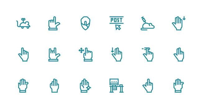 Strong Stroke Line Style Mouse Icons with 18 Vectors Essential Icons for Rapid UI Building