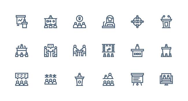 seminario icono conjunto con 18 fuerte carrera línea gráficos núcleo icono colección para diario Tareas vector