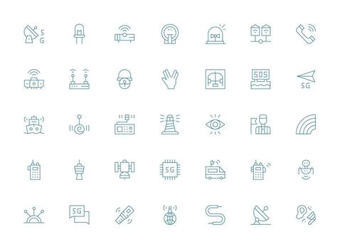35 Icons for Signal in Light Line Format Scalable Icons for All Themes vector