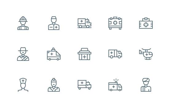 Regular Line Icons from Paramedic Set with 15 Vectors Reusable Icon Set