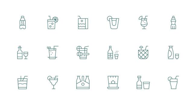 Minimal Line Icons from NonAlcoholic Set with 18 Vectors Fully Editable Icon Set for Web