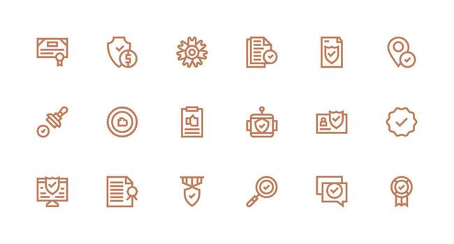 Strong Stroke Line Style Validated Icons with 18 Vectors Icon Collection Set