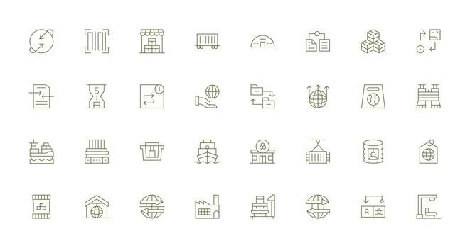 Thin Line Style Import Icons with 32 Vectors Well-Structured Icons for Creative Use