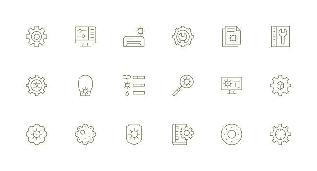 parámetros icono colección con 18 mínimo línea diseños diseño Listo icono conjunto para equipos vector