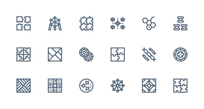 18 enclavamiento íconos en fuerte carrera línea estético flexible icono sistema para web interfaces vector