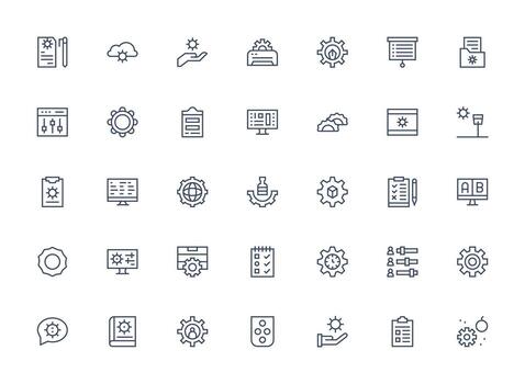 35 Icons for Options in Regular Clean Line Format Icon Pack for UI vector