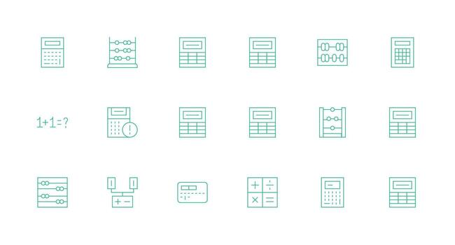 mínimo línea íconos desde aritmética conjunto con 18 vectores completamente editable icono conjunto para web
