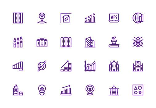 24 íconos para desarrollo en grueso línea línea formato de múltiples fines icono conjunto vector