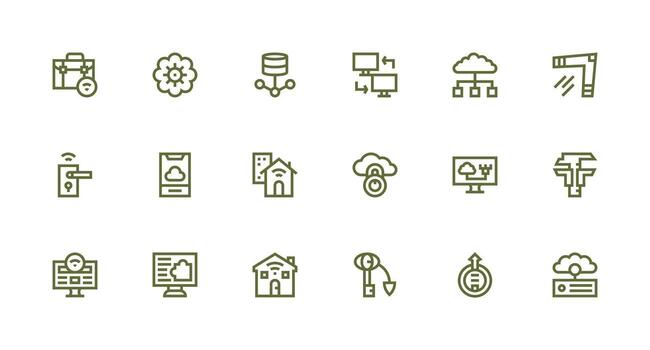 Remote Access Design Icons featuring 18 in Strong Stroke Line Style Editable Icon Collection vector